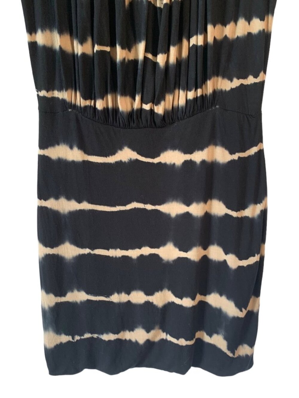 YOUNG, FABULOUS and BROKE Black + Tan Tie-Dye Cap Sleeve Knit Mini Dress Small - Picture 5 of 7